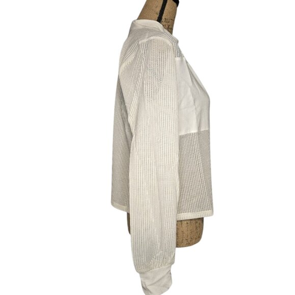 NWT Nordstrom Poof White long-Sleeve Sheer Mesh see through top small - Picture 5 of 8